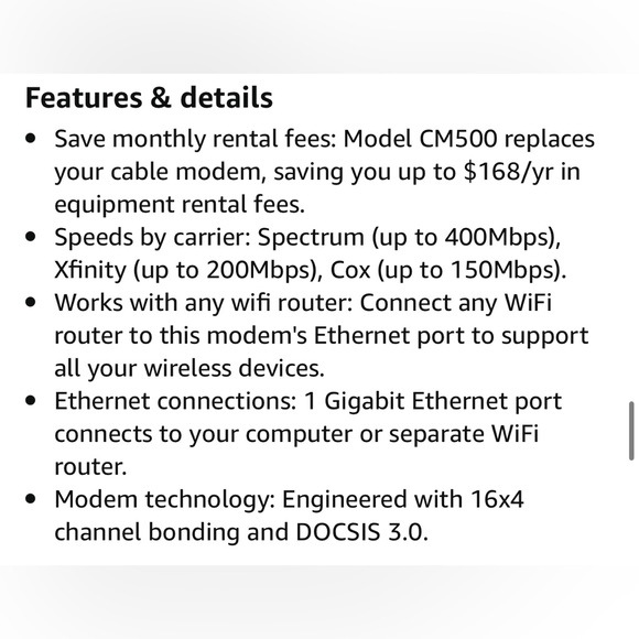 NETGEAR Cable Modem CM500 - Picture 5 of 14
